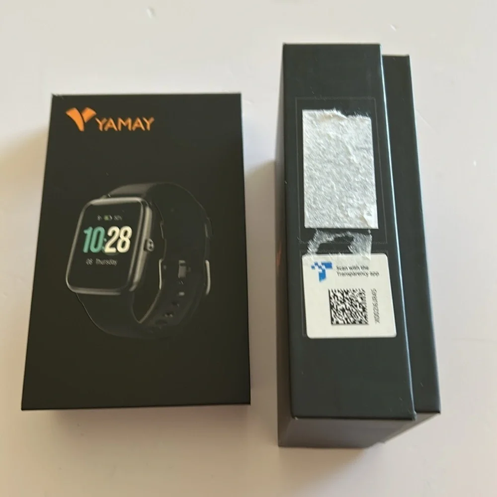 Black Smartwatch with Square Face and Active Display
